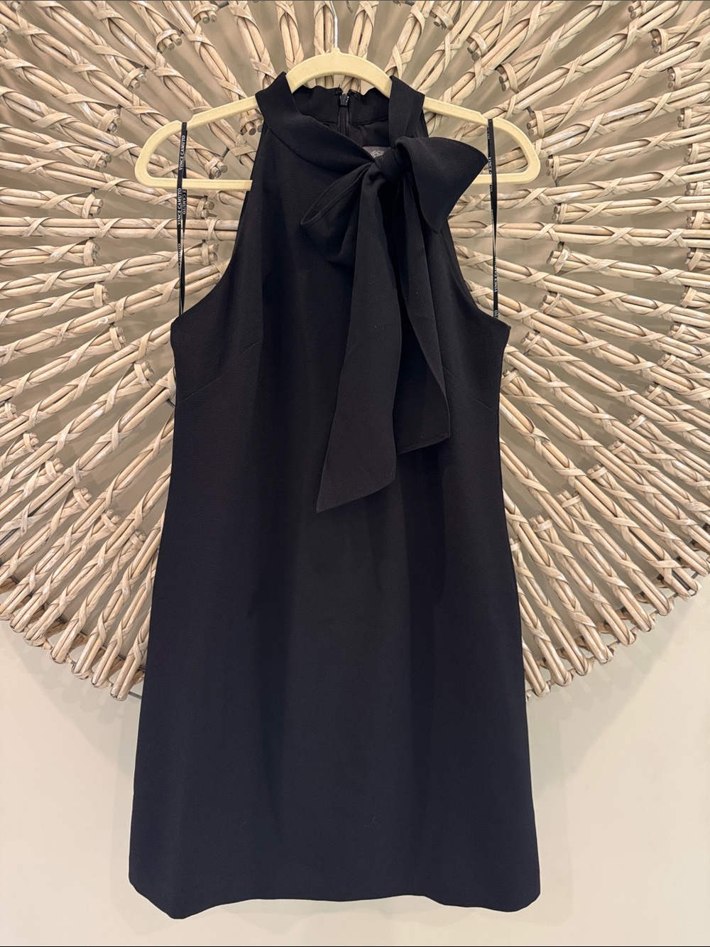 Vince Camuto Black Sleeveless Bow-Neck Mini Dress
